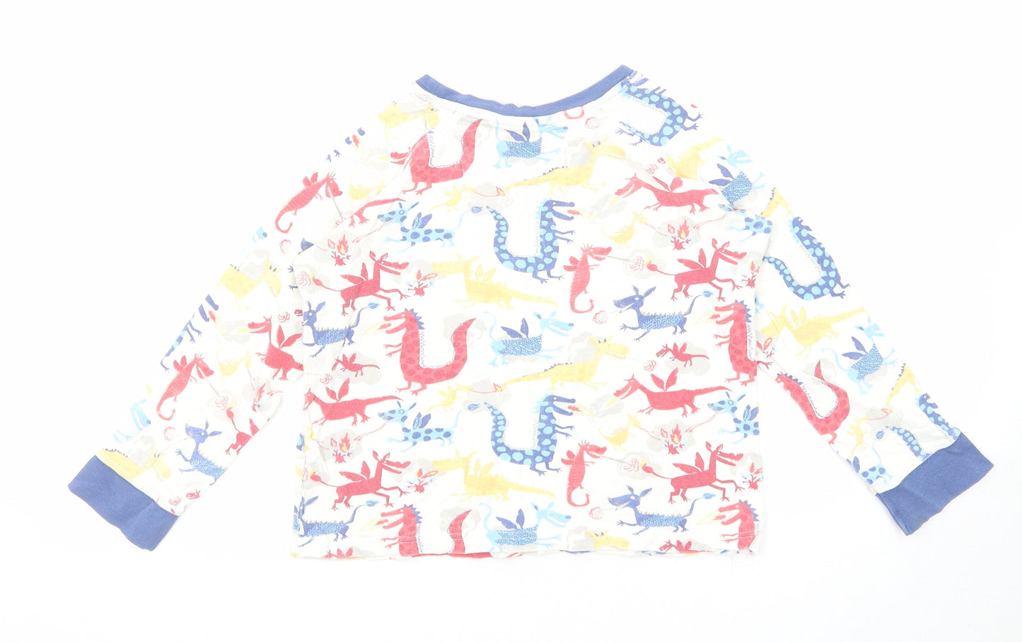 John Lewis Boys Multicoloured Geometric Cotton Basic T-Shirt Size 8 Years Round Neck Pullover - Dragon