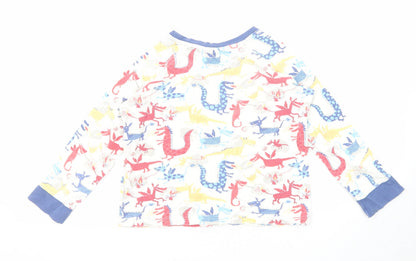 John Lewis Boys Multicoloured Geometric Cotton Basic T-Shirt Size 8 Years Round Neck Pullover - Dragon