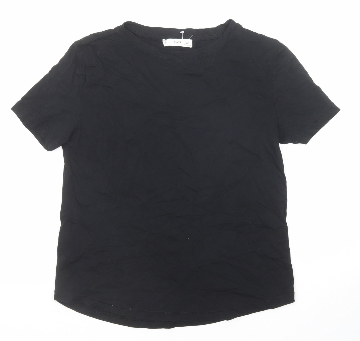 Womens UK Size S Mango Black Basic T-Shirt