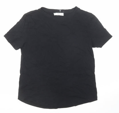 Womens UK Size S Mango Black Basic T-Shirt