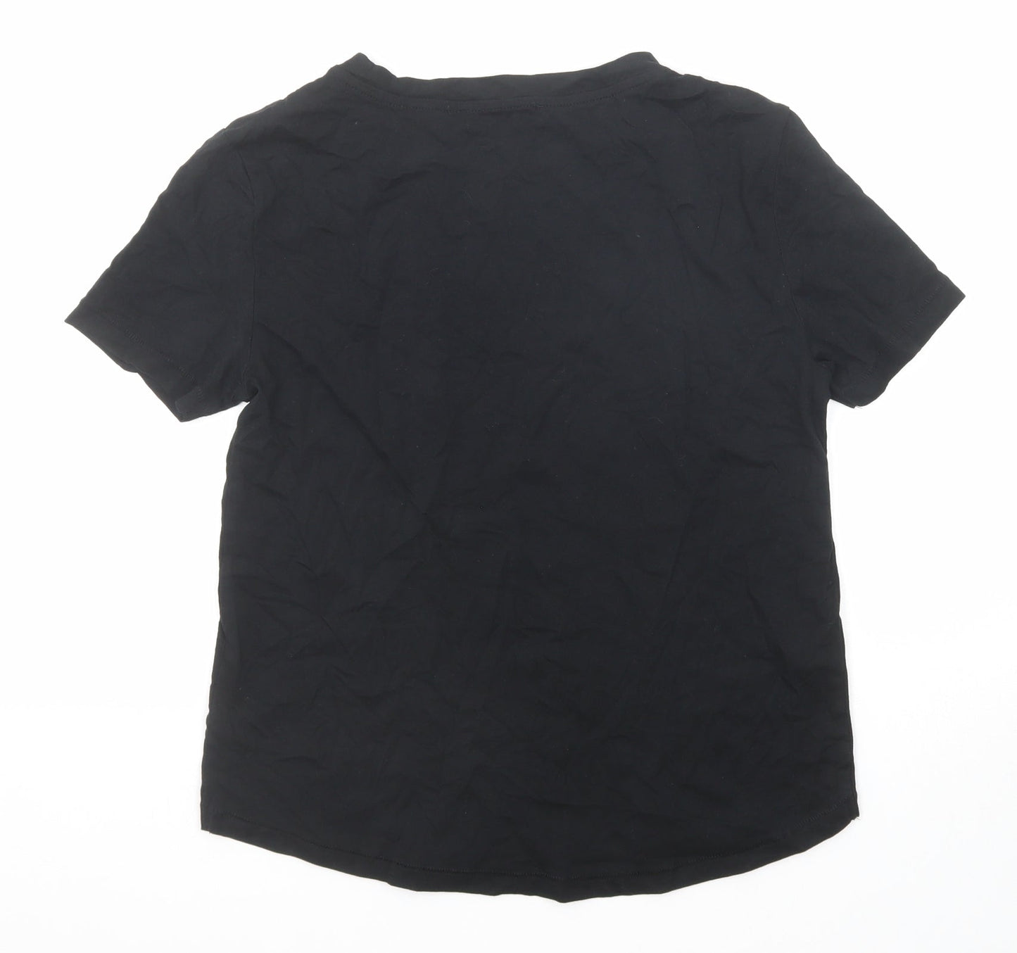 Womens UK Size S Mango Black Basic T-Shirt