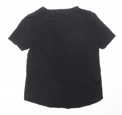 Womens UK Size S Mango Black Basic T-Shirt