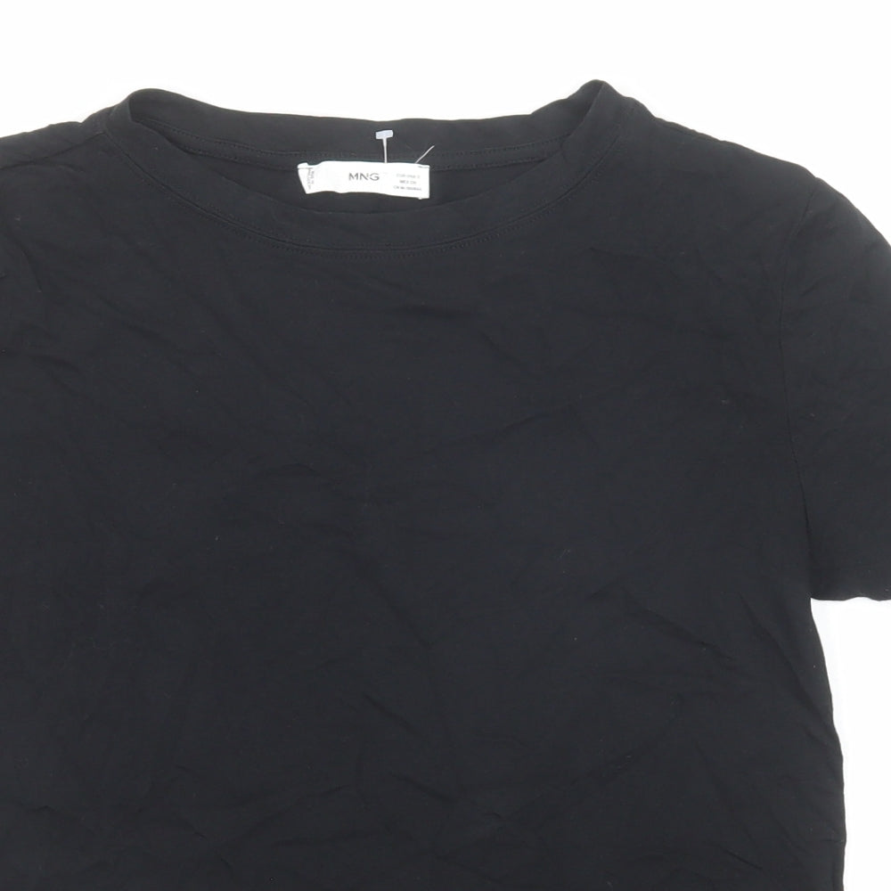 Womens UK Size S Mango Black Basic T-Shirt