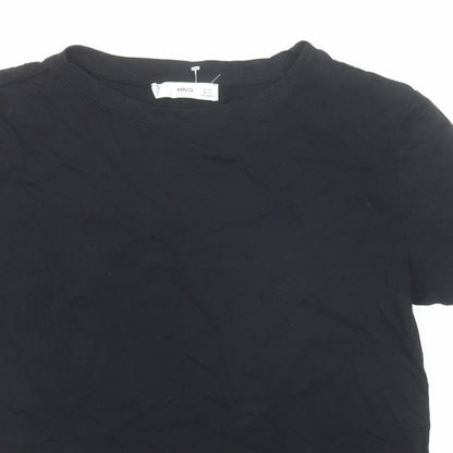 Womens UK Size S Mango Black Basic T-Shirt