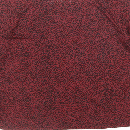 Goodmove Womens Red Animal Print Polyester Basic T-Shirt Size 8 Boat Neck Pullover - Leopard Print