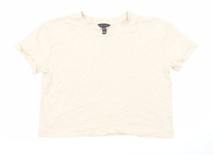 Womens UK Size 10 New Look Beige Basic T-Shirt