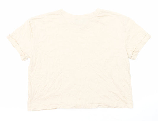 Womens UK Size 10 New Look Beige Basic T-Shirt