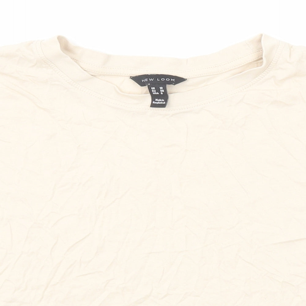 Womens UK Size 10 New Look Beige Basic T-Shirt