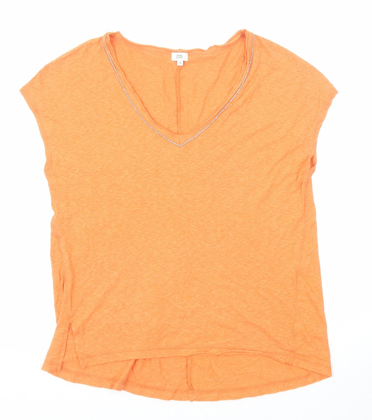 Womens UK Size 10 River Island Orange Basic T-Shirt