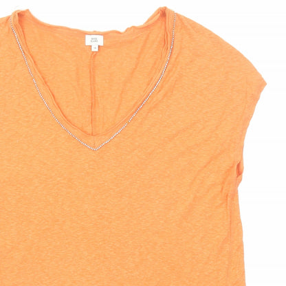 Womens UK Size 10 River Island Orange Basic T-Shirt