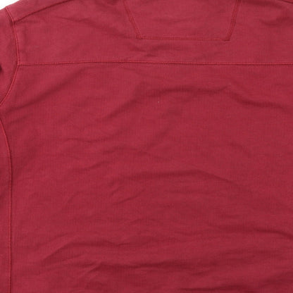 North Coast Mens Red Cotton Henley Sweatshirt Size L