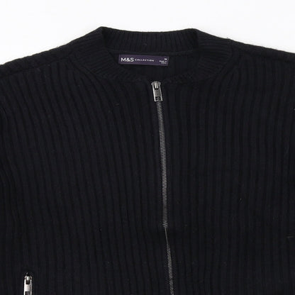 Womens UK Size M Marks and Spencer Black Full Zip Jumper