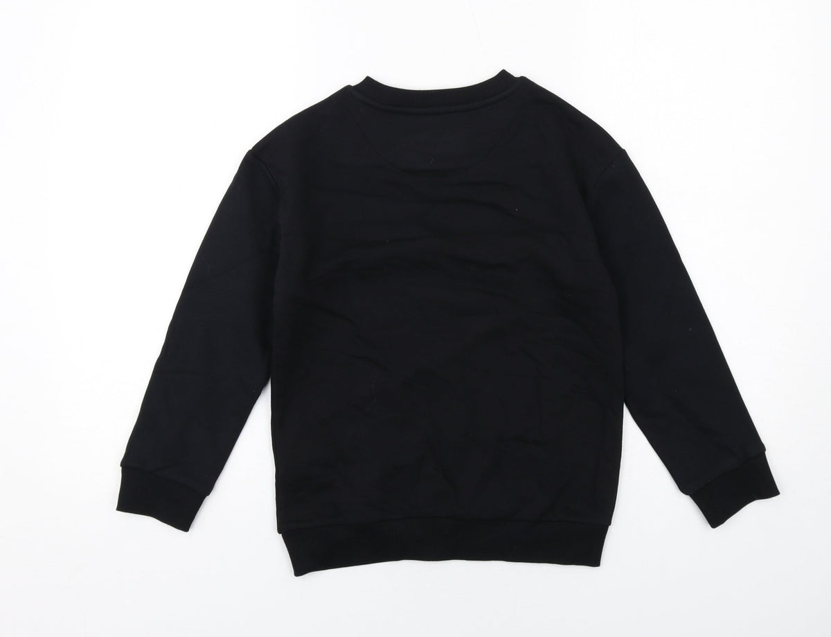 Back view of Stranger Things boys’ black cotton pullover sweatshirt, size 8-9, years pullover - stranger things