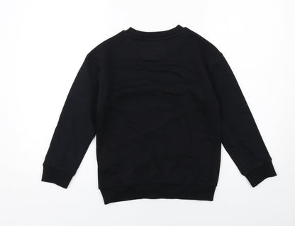 Back view of Stranger Things boys’ black cotton pullover sweatshirt, size 8-9, years pullover - stranger things
