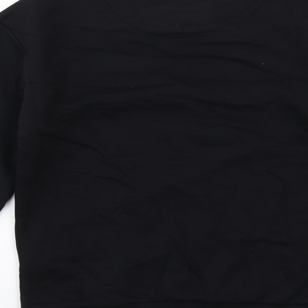 Brand and care label for Stranger Things boys’ black cotton pullover sweatshirt, size 8-9, years pullover - stranger things