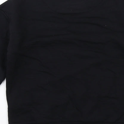 Brand and care label for Stranger Things boys’ black cotton pullover sweatshirt, size 8-9, years pullover - stranger things