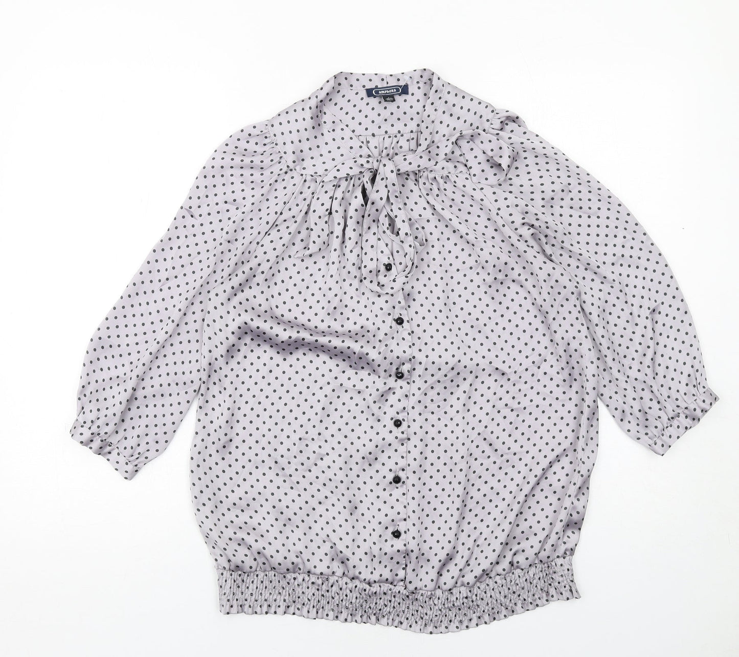 Womens UK Size 10 Amphora Grey Basic Button-Up
