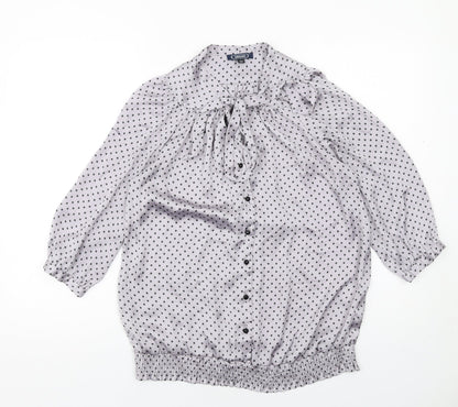 Womens UK Size 10 Amphora Grey Basic Button-Up