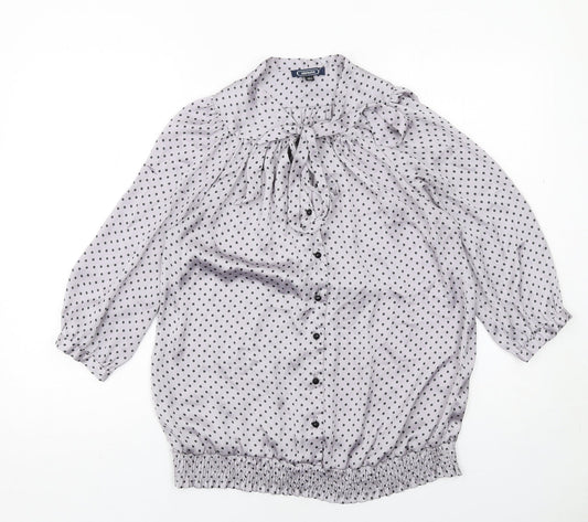 Womens UK Size 10 Amphora Grey Basic Button-Up