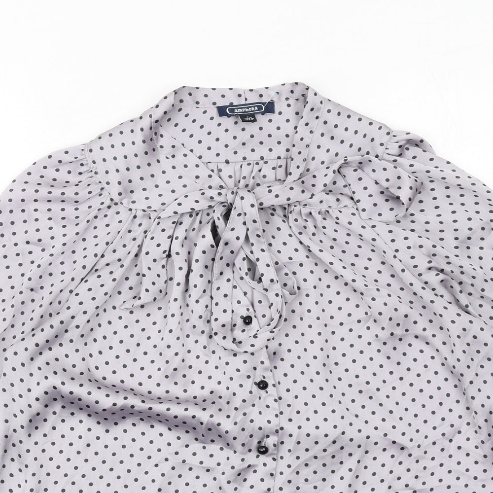 Womens UK Size 10 Amphora Grey Basic Button-Up