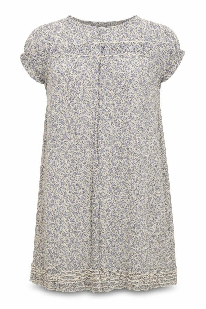 nice things Womens Blue Geometric Polyester A-Line Size S Round Neck Button