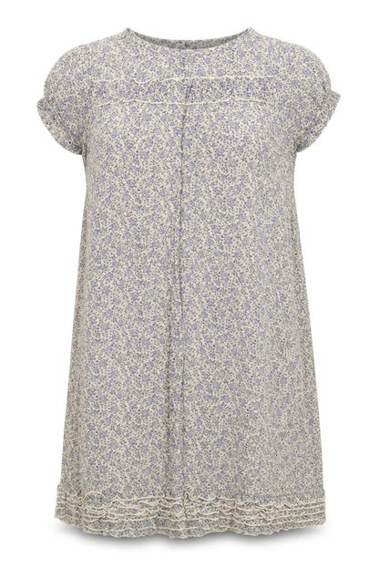 nice things Womens Blue Geometric Polyester A-Line Size S Round Neck Button