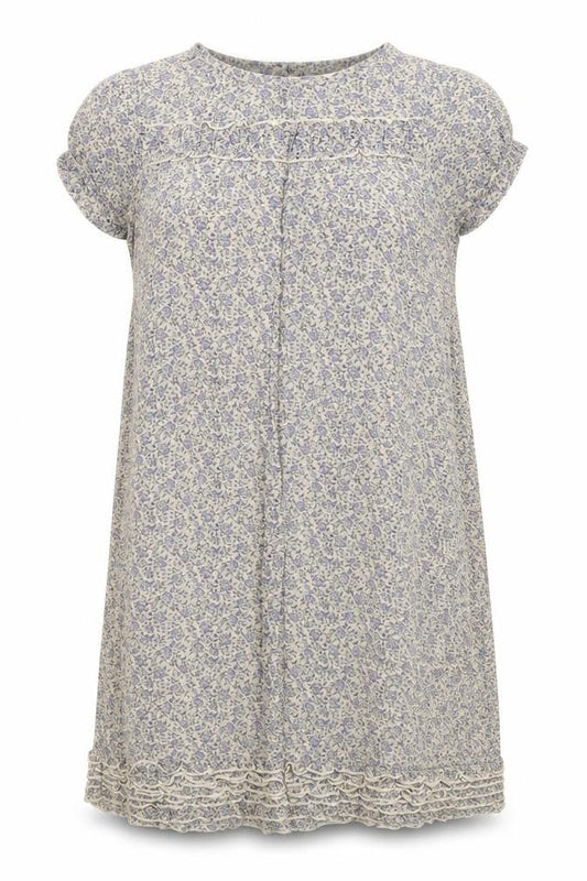 nice things Womens Blue Geometric Polyester A-Line Size S Round Neck Button