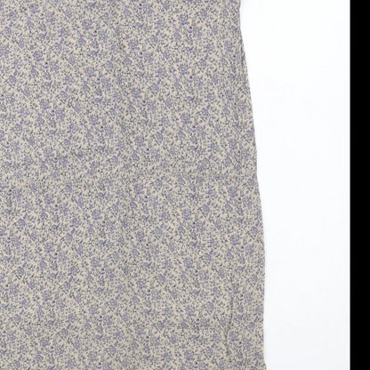 nice things Womens Blue Geometric Polyester A-Line Size S Round Neck Button