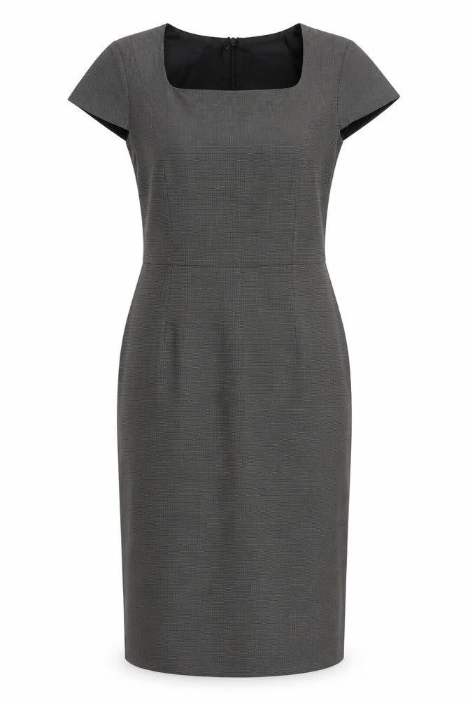 The Collection Womens Black Geometric Polyester Shift Size 6 Square Neck Zip