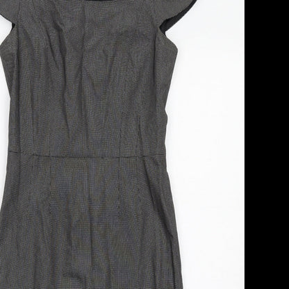 The Collection Womens Black Geometric Polyester Shift Size 6 Square Neck Zip