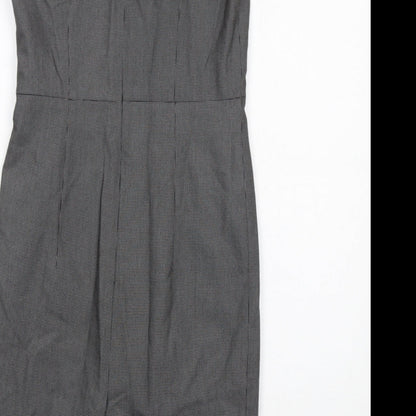 The Collection Womens Black Geometric Polyester Shift Size 6 Square Neck Zip