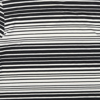 Kathy Ireland Womens Black Striped Polyester Basic T-Shirt Size 10 Boat Neck