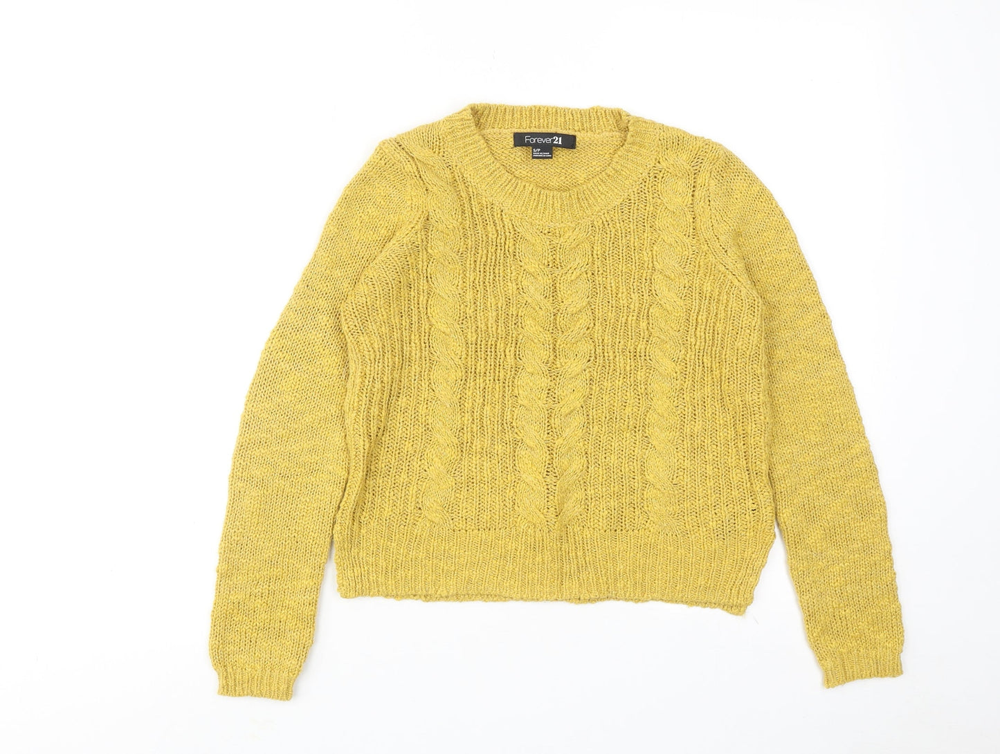 Womens UK Size S FOREVER 21 Yellow Pullover Jumper