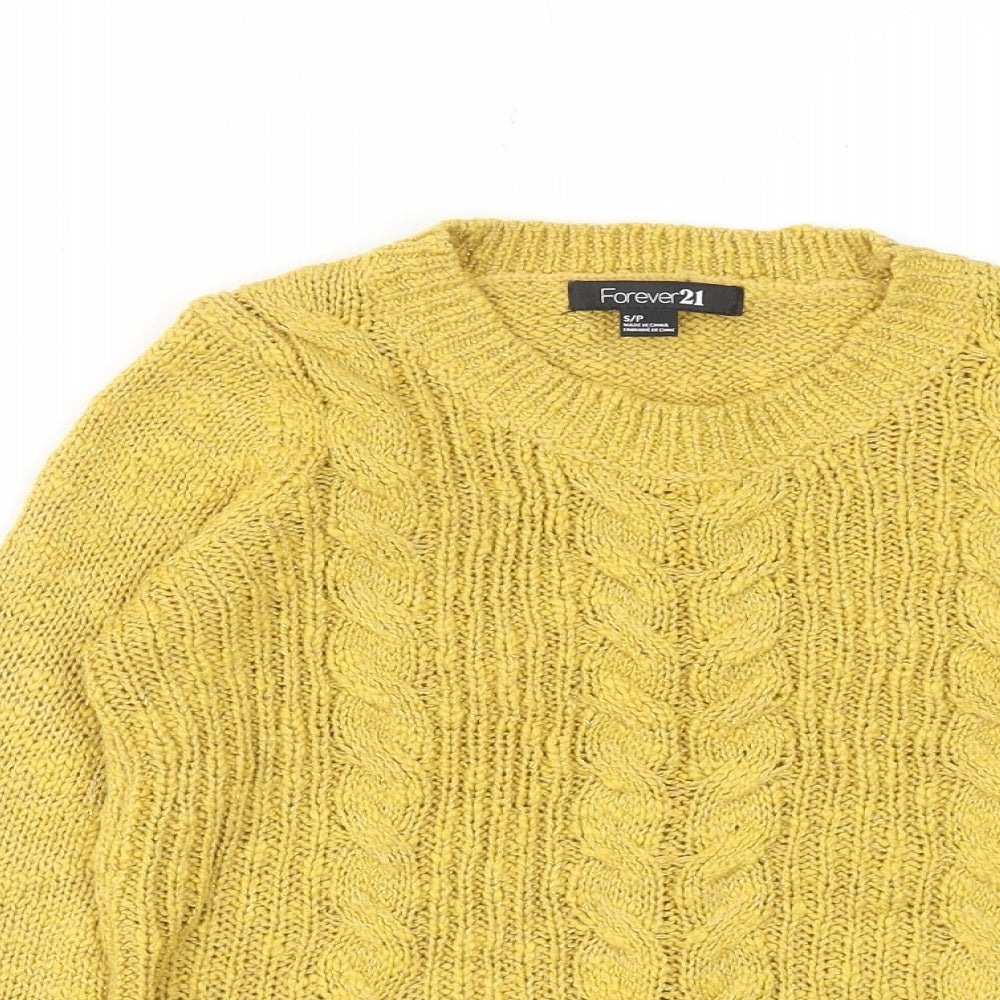 Womens UK Size S FOREVER 21 Yellow Pullover Jumper