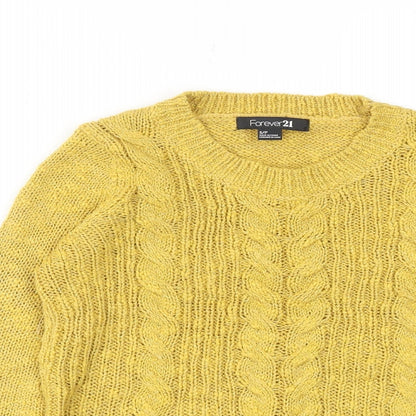 Womens UK Size S FOREVER 21 Yellow Pullover Jumper