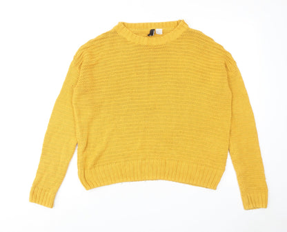 H&M Womens Yellow Round Neck Acrylic Pullover Jumper Size S