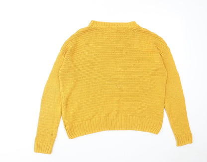 H&M Womens Yellow Round Neck Acrylic Pullover Jumper Size S