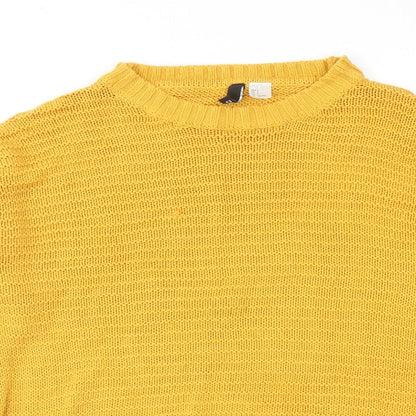 H&M Womens Yellow Round Neck Acrylic Pullover Jumper Size S