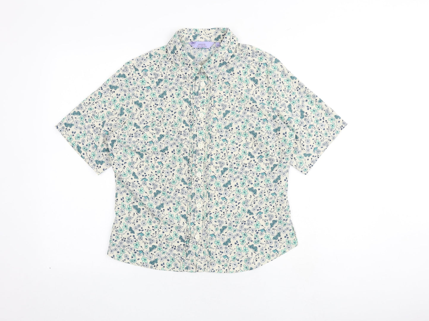 EWM Womens Multicoloured Floral Polyester Basic Button-Up Size 10 Collared