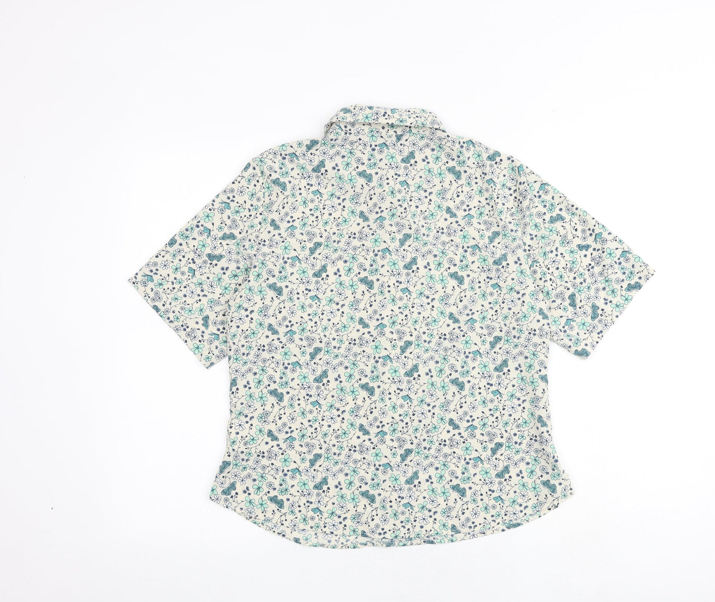 EWM Womens Multicoloured Floral Polyester Basic Button-Up Size 10 Collared