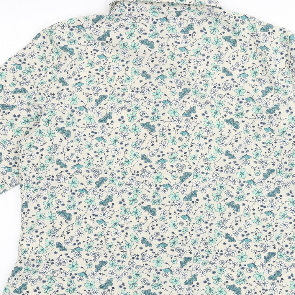 EWM Womens Multicoloured Floral Polyester Basic Button-Up Size 10 Collared