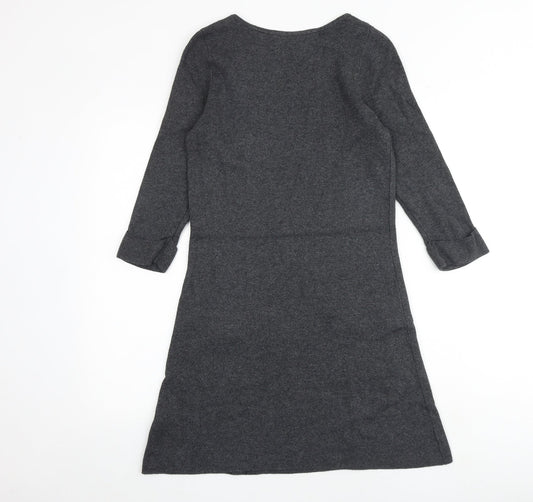 Marks and Spencer Womens Grey Polyamide A-Line Size 8 Round Neck Pullover