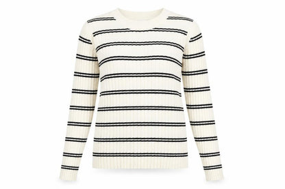 H&M Womens Multicoloured Round Neck Striped Acrylic Pullover Jumper Size M