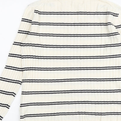 H&M Womens Multicoloured Round Neck Striped Acrylic Pullover Jumper Size M
