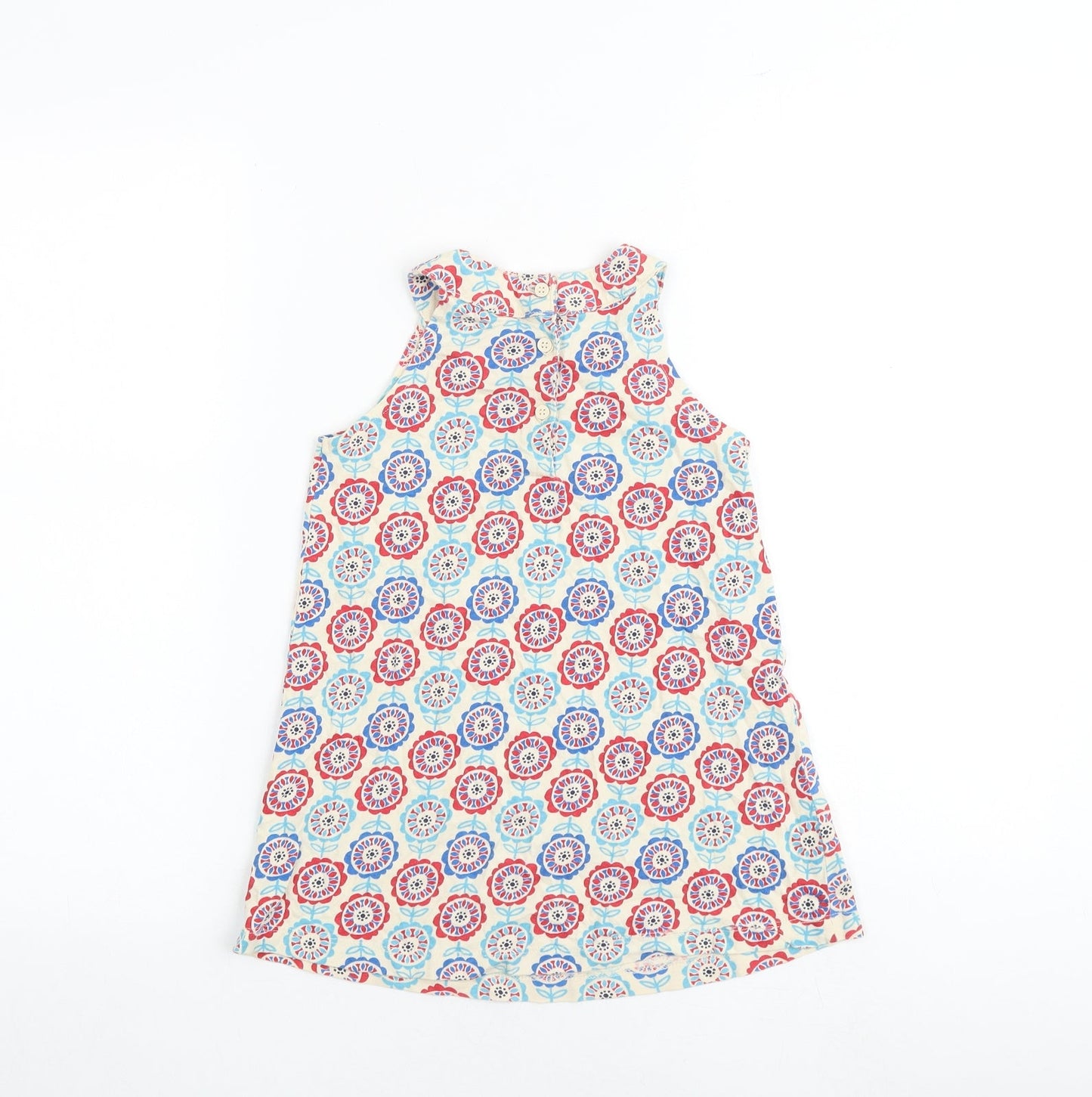 Mini Club Girls Multicoloured Geometric 100% Cotton Shift Size 5-6 Years Boat Neck Button