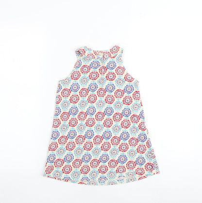Mini Club Girls Multicoloured Geometric 100% Cotton Shift Size 5-6 Years Boat Neck Button