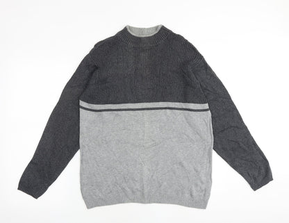 Canada Mens Grey Mock Neck Cotton Pullover Jumper Size M Long Sleeve
