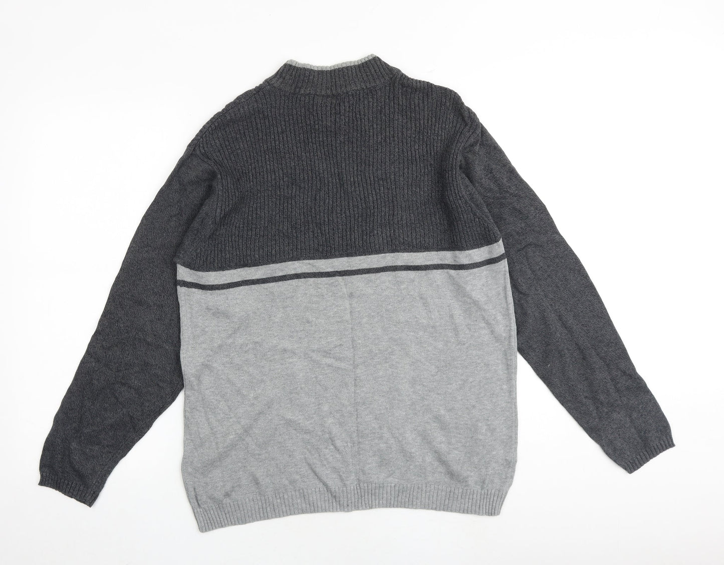 Canada Mens Grey Mock Neck Cotton Pullover Jumper Size M Long Sleeve