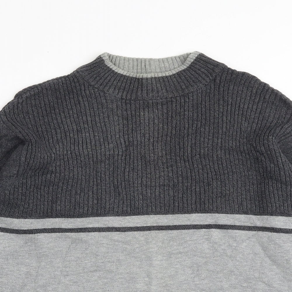 Canada Mens Grey Mock Neck Cotton Pullover Jumper Size M Long Sleeve