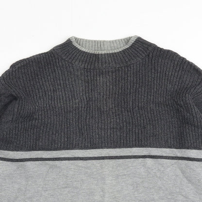 Canada Mens Grey Mock Neck Cotton Pullover Jumper Size M Long Sleeve